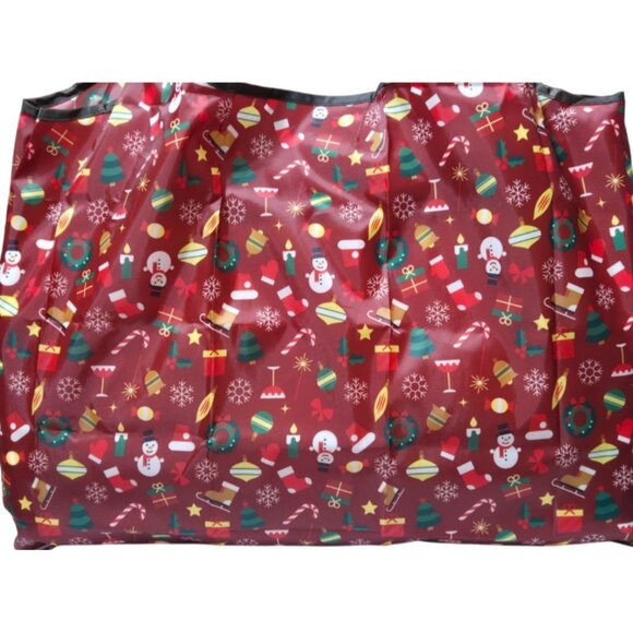 Christmas-Themed Large Foldable Lightweight Nylon Shopping Tote Shoulder Bag NEW - Picture 2 of 10